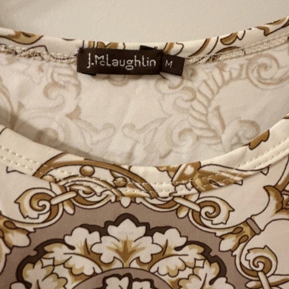 J. McLaughlin Cream and Brown Patterned Blouse - Picture 2 of 7